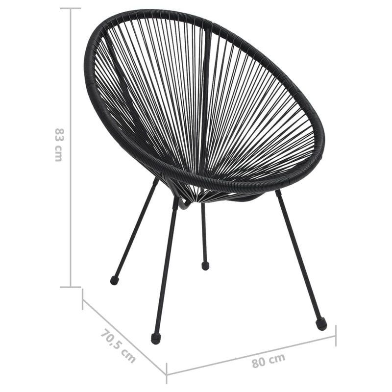 vidaXL 2 db fekete rattan kerti kagylószék