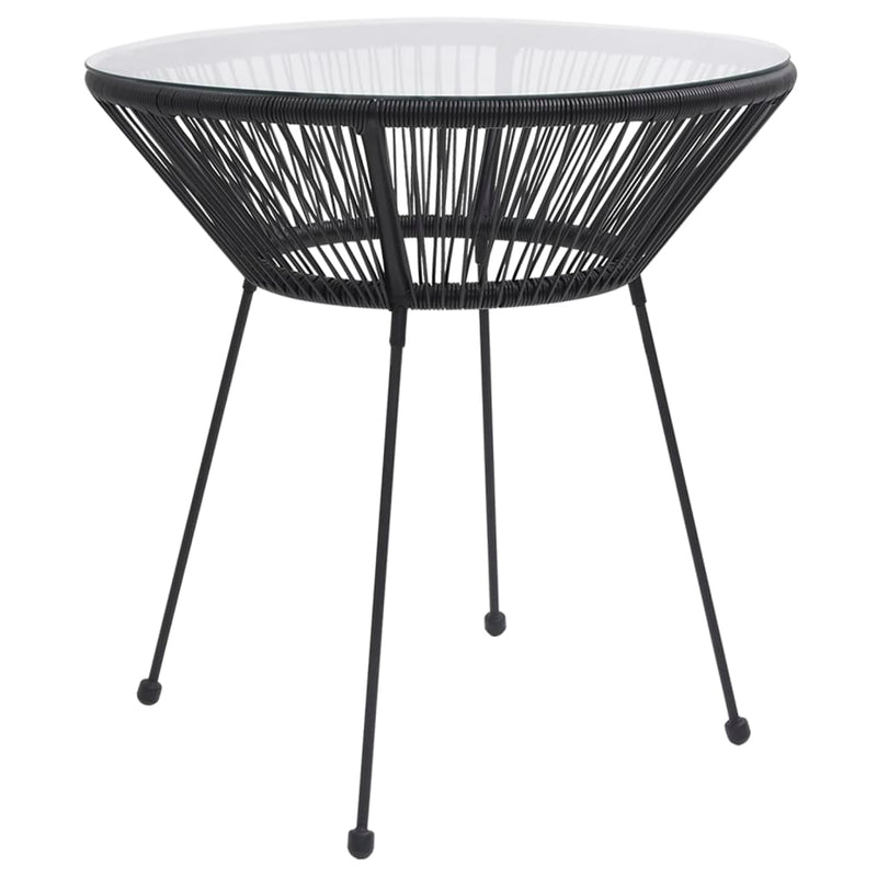 vidaXL fekete rattan és üveg kerti étkezőasztal Ø70 x 74 cm