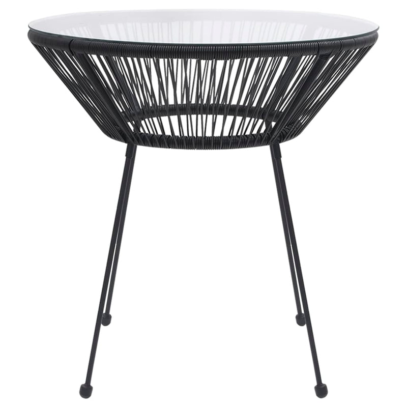 vidaXL fekete rattan és üveg kerti étkezőasztal Ø70 x 74 cm