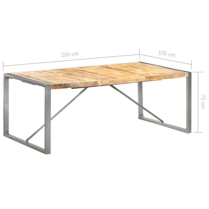 vidaXL tömör nyers mangófa étkezőasztal 200 x 100 x 75 cm