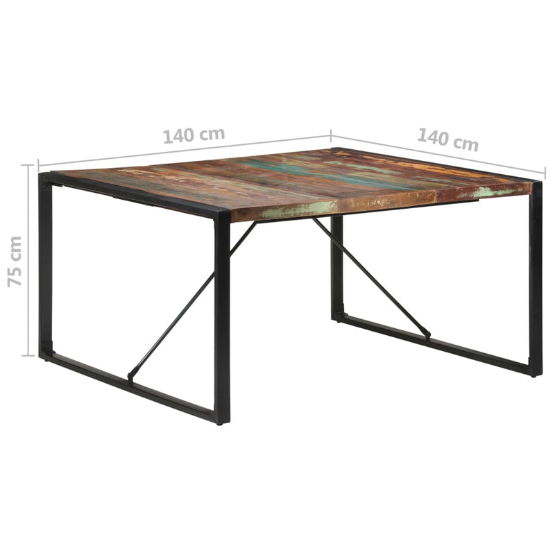 vidaXL tömör újrahasznosított fa étkezőasztal 140 x 140 x 75 cm