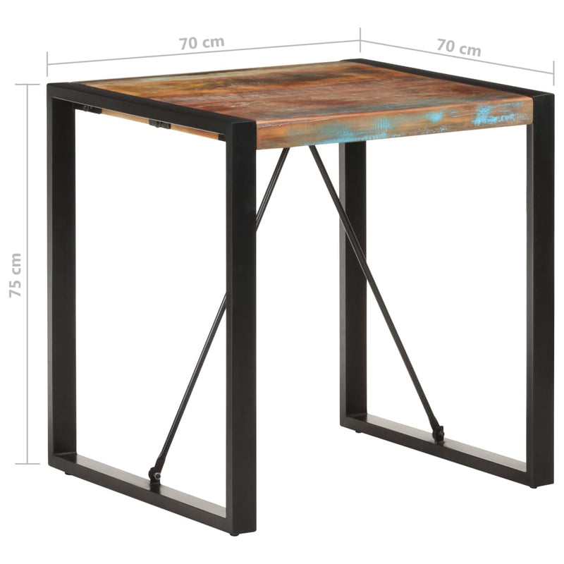 vidaXL tömör újrahasznosított fa étkezőasztal 70 x 70 x 75 cm