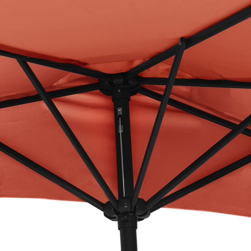 vidaXL terrakotta féloldalas napernyő alumíniumrúddal 270x144x222 cm