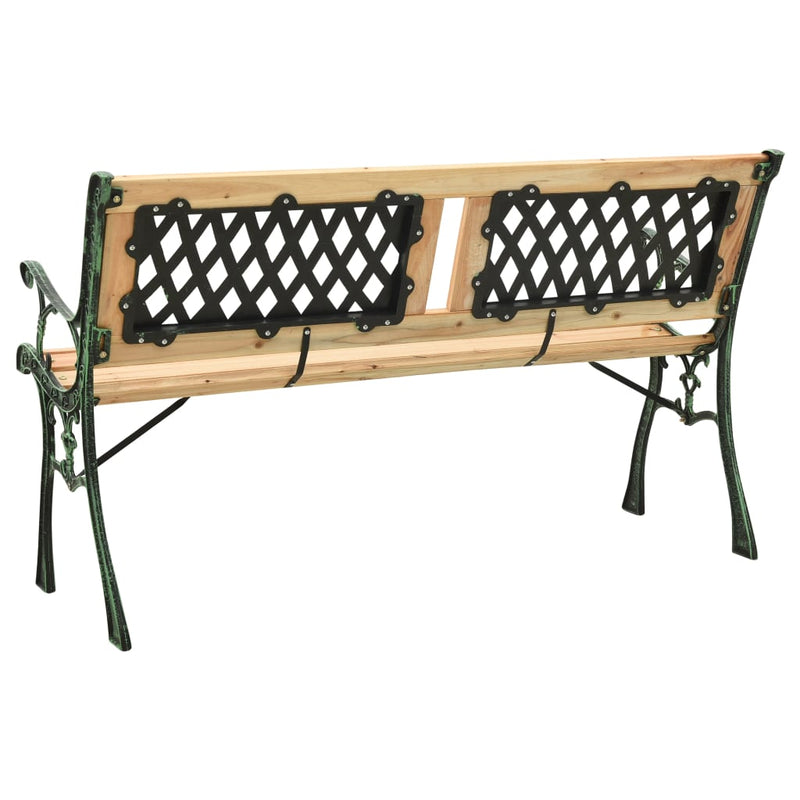 vidaXL öntöttvas és tömör fenyőfa kerti pad 122 cm
