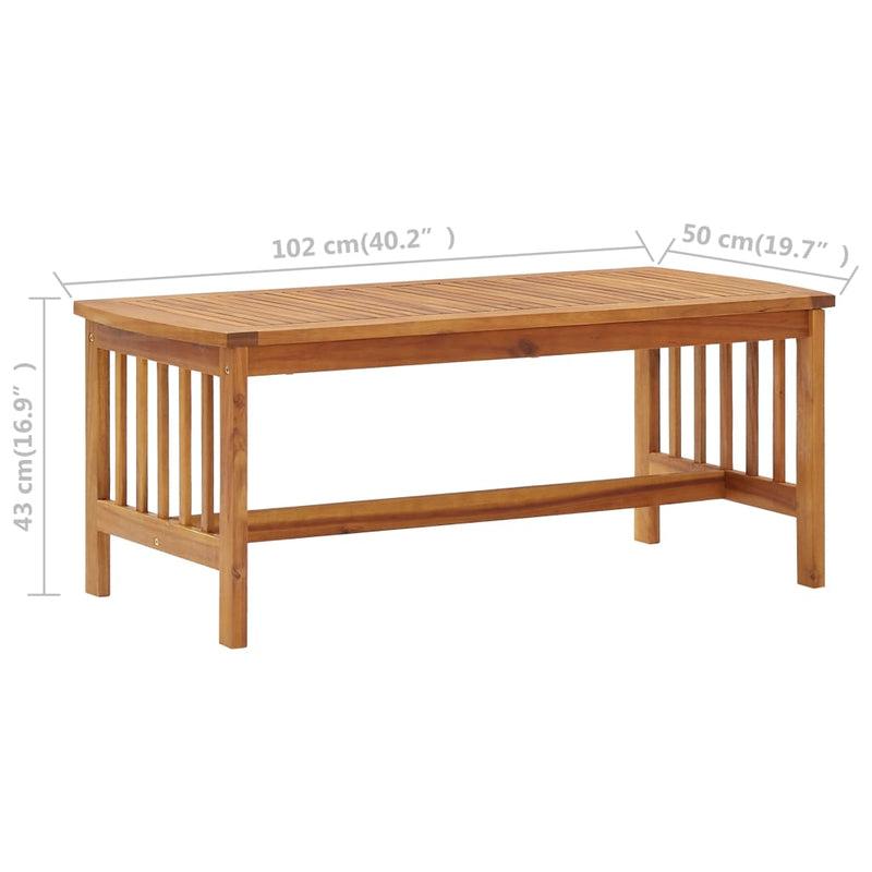 vidaXL tömör akácfa dohányzóasztal 102 x 50 x 43 cm