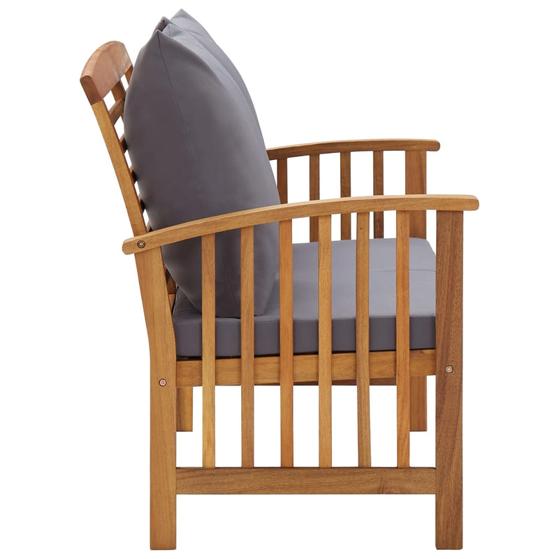 vidaXL tömör akácfa kerti pad párnákkal 119 cm