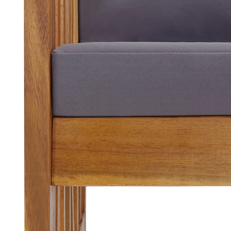 vidaXL tömör akácfa kerti pad párnákkal 119 cm