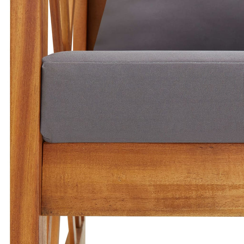 vidaXL tömör akácfa kerti pad párnákkal 119 cm