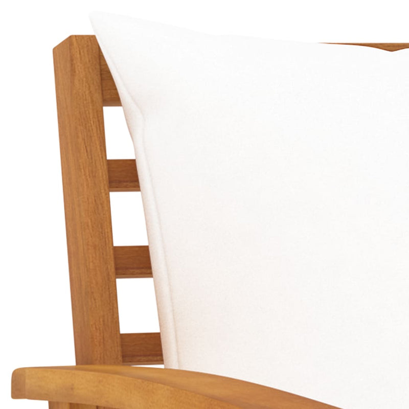 vidaXL tömör akácfa kerti pad krémszínű párnával 120 cm