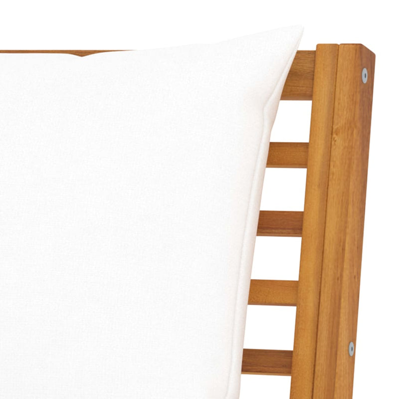 vidaXL tömör akácfa kerti pad krémszínű párnával 114,5 cm