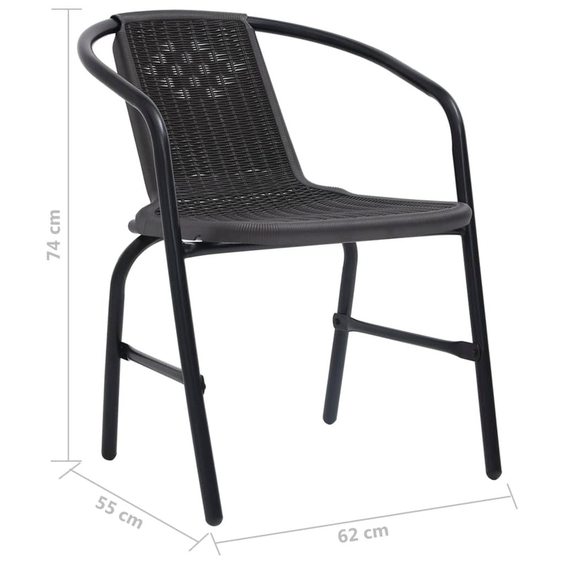 vidaXL 2 db műanyag rattan és acél kerti szék 110 kg