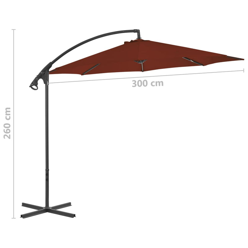 vidaXL terrakotta konzolos napernyő acélrúddal 300 cm
