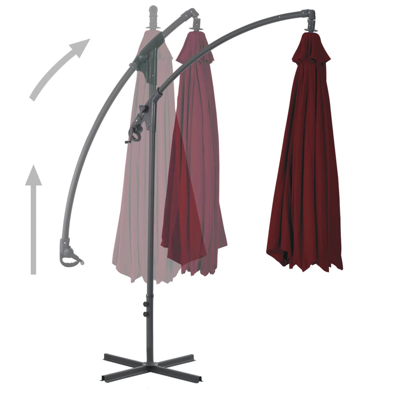 vidaXL bordó konzolos napernyő acélrúddal 250 x 250 cm