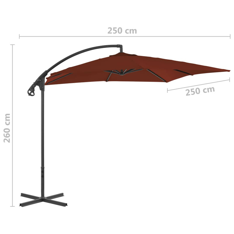 vidaXL terrakotta konzolos napernyő acélrúddal 250 x 250 cm
