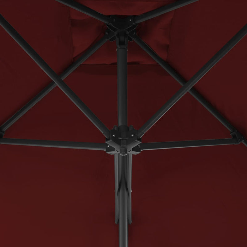 vidaXL bordóvörös kültéri napernyő acélrúddal 250 x 250 x 230 cm
