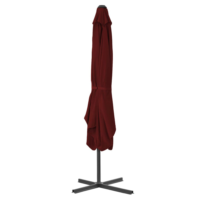 vidaXL bordóvörös kültéri napernyő acélrúddal 250 x 250 x 230 cm