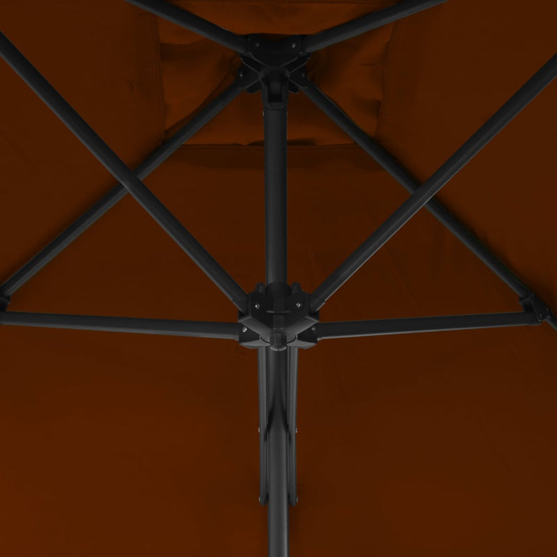 vidaXL terrakotta kültéri napernyő acélrúddal 250 x 250 x 230 cm