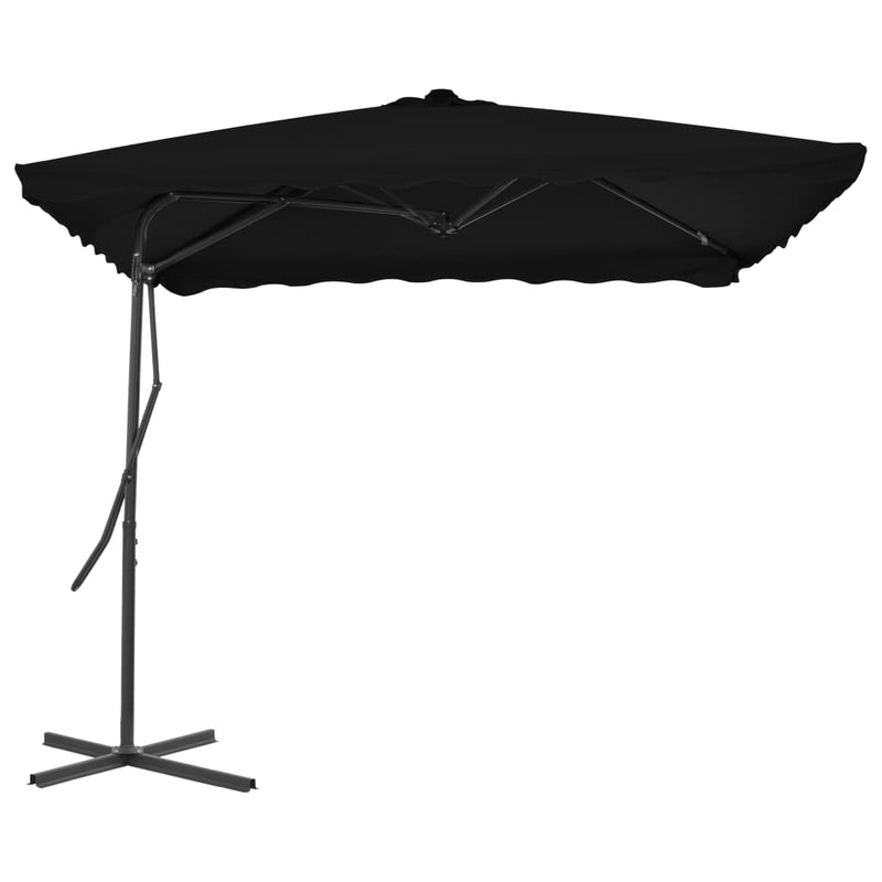vidaXL fekete kültéri napernyő acélrúddal 250 x 250 x 230 cm