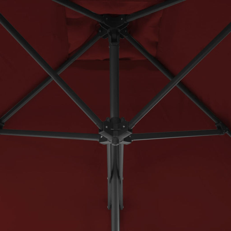 vidaXL bordóvörös kültéri napernyő acélrúddal 300 x 230 cm