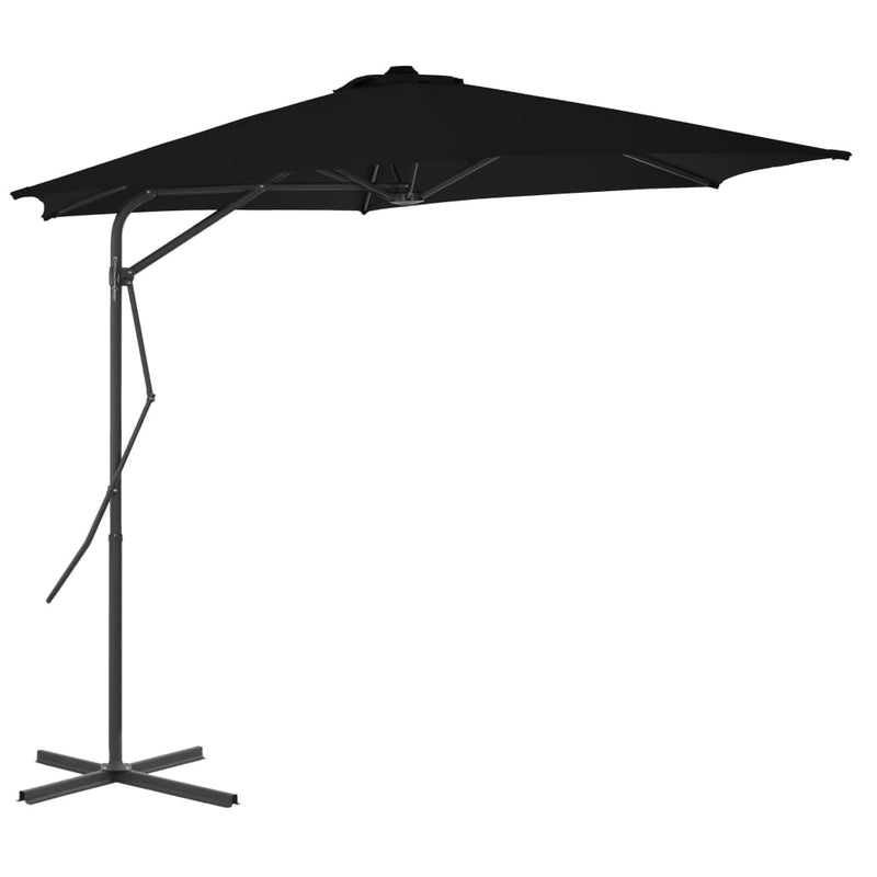 vidaXL fekete kültéri napernyő acélrúddal 300 x 230 cm
