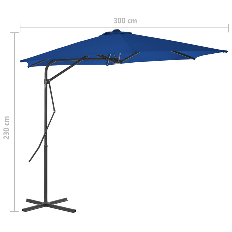 vidaXL kék kültéri napernyő acélrúddal 300 x 230 cm