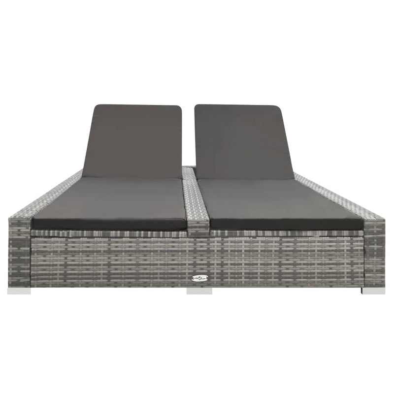 vidaXL kétszemélyes szürke polyrattan napozóágy