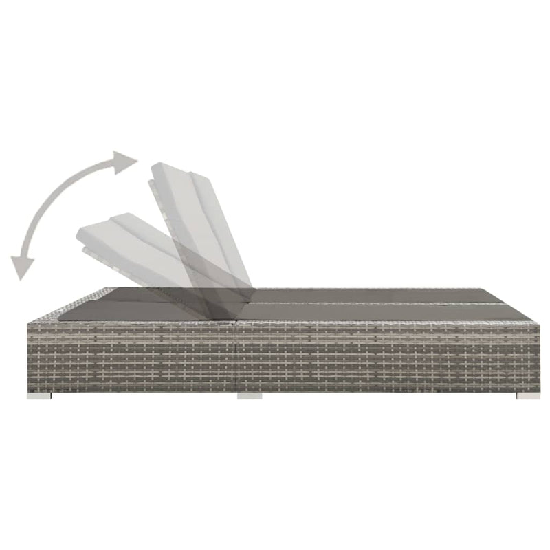 vidaXL kétszemélyes szürke polyrattan napozóágy