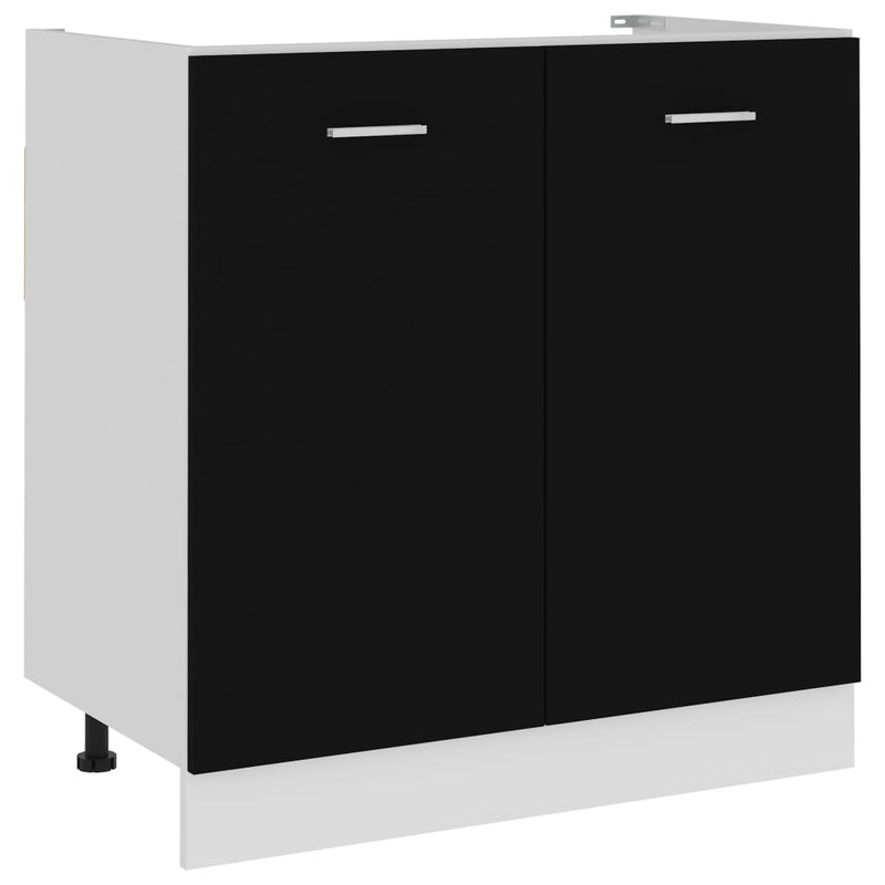 vidaXL fekete szerelt fa mosogató alsószekrény 80 x 46 x 81,5 cm