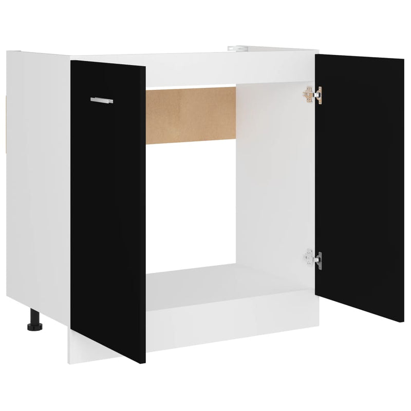 vidaXL fekete szerelt fa mosogató alsószekrény 80 x 46 x 81,5 cm
