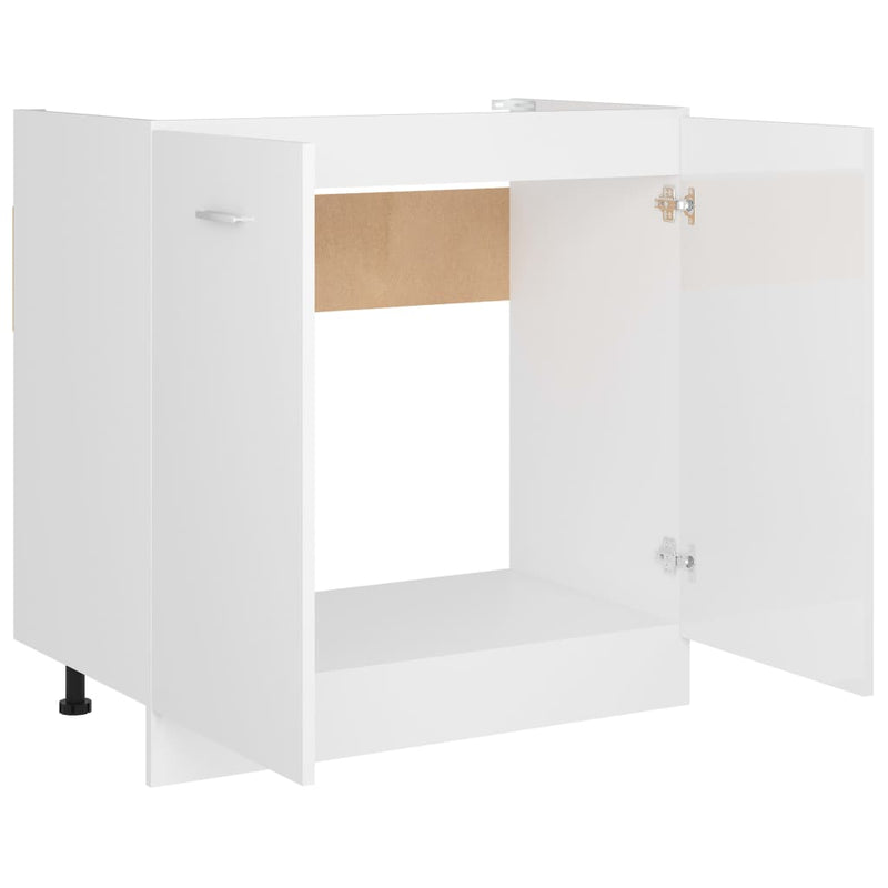 vidaXL magasfényű fehér szerelt fa mosogató alsószekrény 80x46x81,5 cm