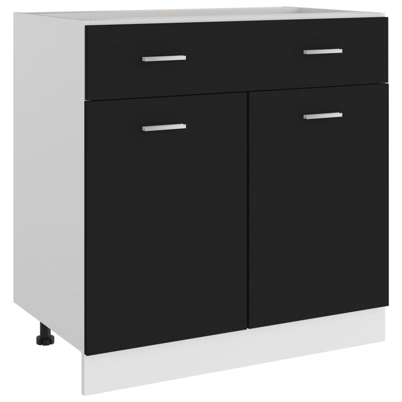 vidaXL fekete szerelt fa fiókos alsószekrény 80 x 46 x 81,5 cm