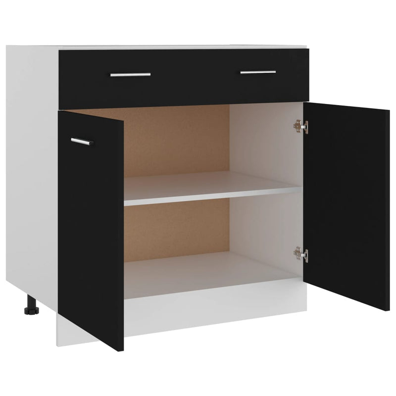vidaXL fekete szerelt fa fiókos alsószekrény 80 x 46 x 81,5 cm