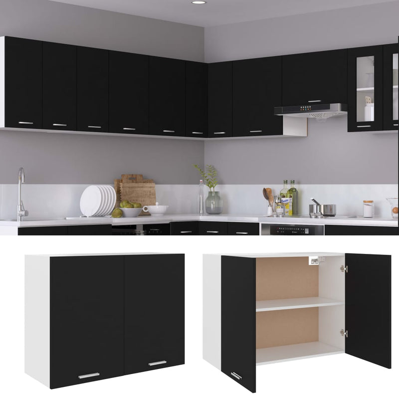 vidaXL fekete szerelt fa függő szekrény 80 x 31 x 60 cm