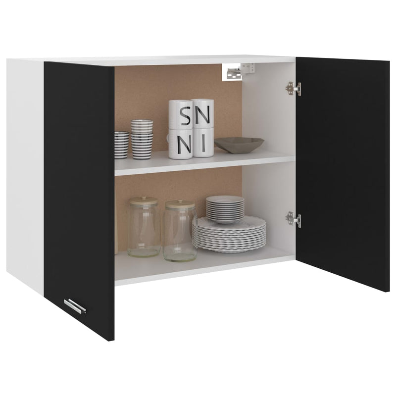 vidaXL fekete szerelt fa függő szekrény 80 x 31 x 60 cm