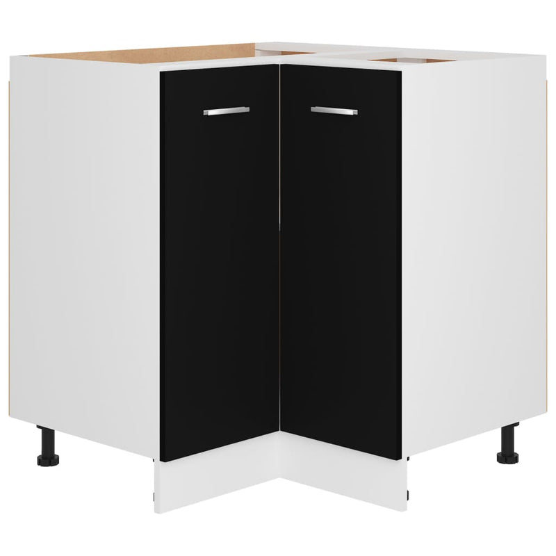 vidaXL fekete forgácslap alsó sarokszekrény 75,5 x 75,5 x 80,5 cm
