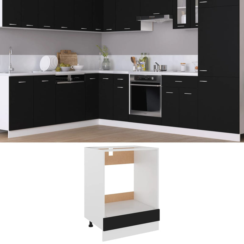 vidaXL fekete szerelt fa sütőszekrény 60 x 46 x 81,5 cm