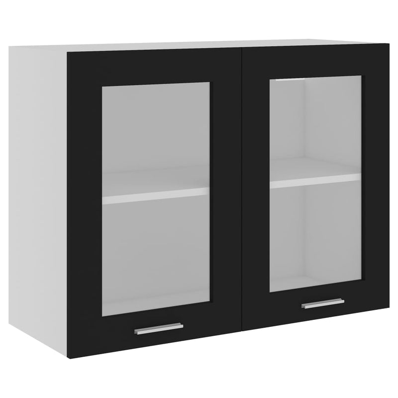 vidaXL fekete szerelt fa függő üvegszekrény 80 x 31 x 60 cm