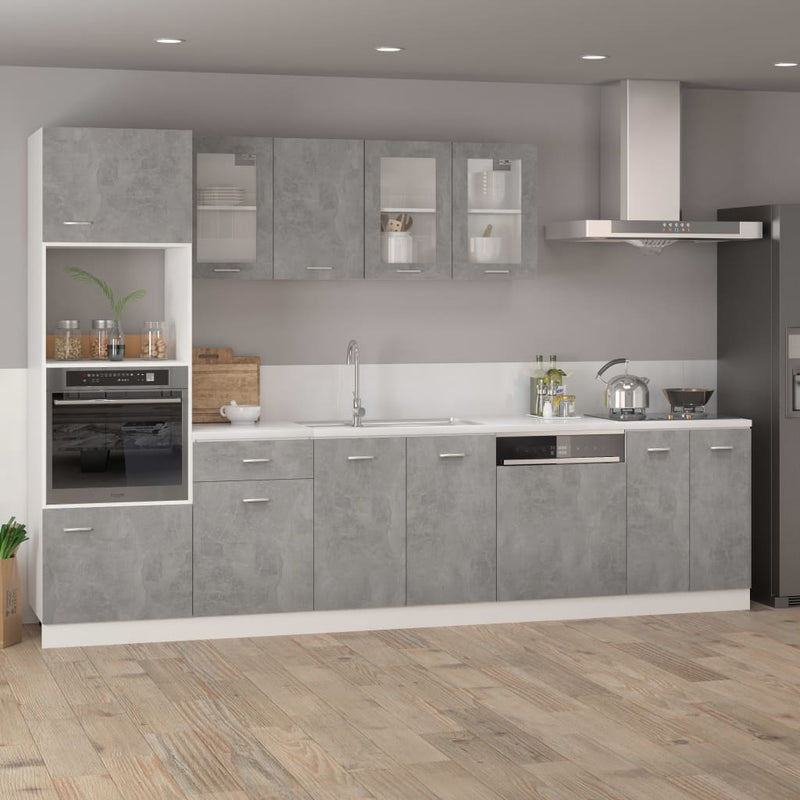 vidaXL betonszürke szerelt fa mikrohullámú sütő szekrény 60x57x207 cm