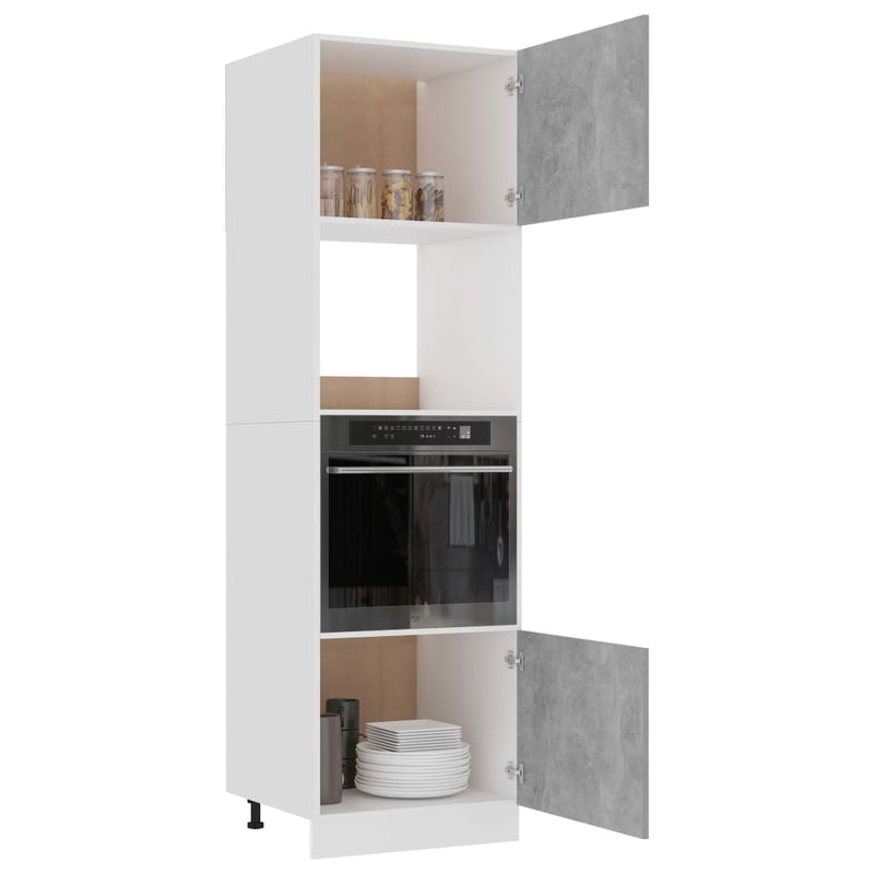 vidaXL betonszürke szerelt fa mikrohullámú sütő szekrény 60x57x207 cm