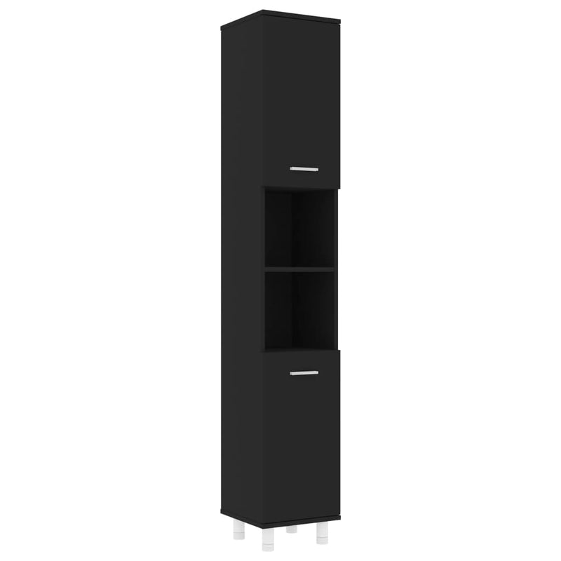 vidaXL fekete forgácslap fürdőszobaszekrény 30 x 30 x 179 cm