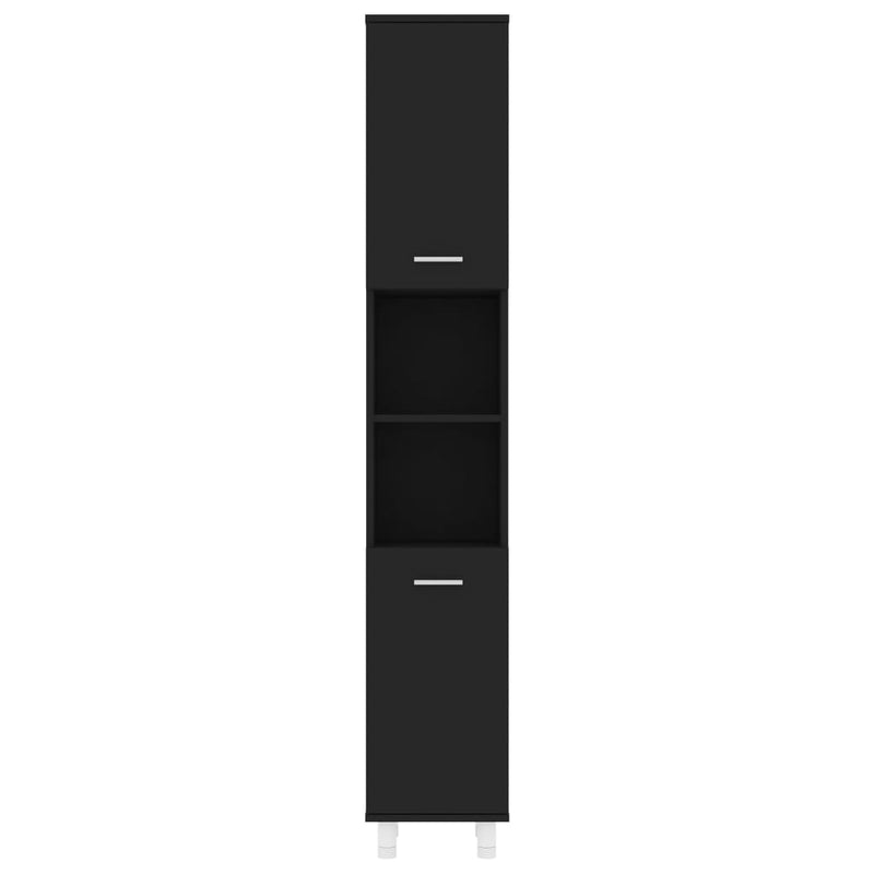 vidaXL fekete forgácslap fürdőszobaszekrény 30 x 30 x 179 cm