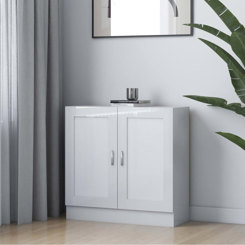 vidaXL magasfényű fehér szerelt fa könyvszekrény 82,5 x 30,5 x 80 cm