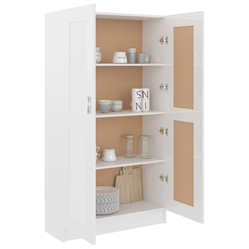 vidaXL magasfényű fehér szerelt fa könyvszekrény 82,5 x 30,5 x 150 cm