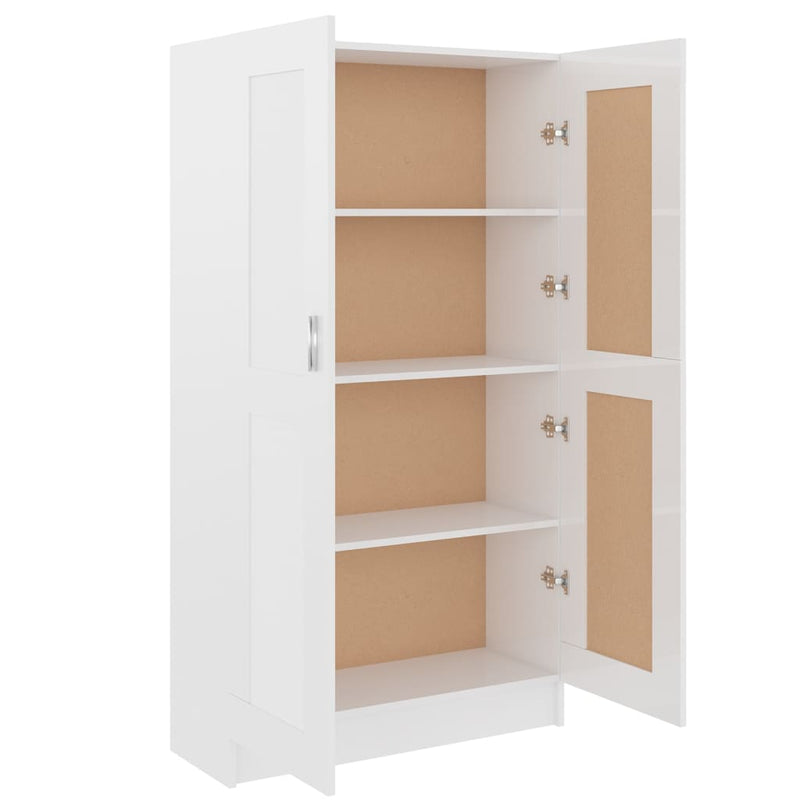 vidaXL magasfényű fehér szerelt fa könyvszekrény 82,5 x 30,5 x 150 cm