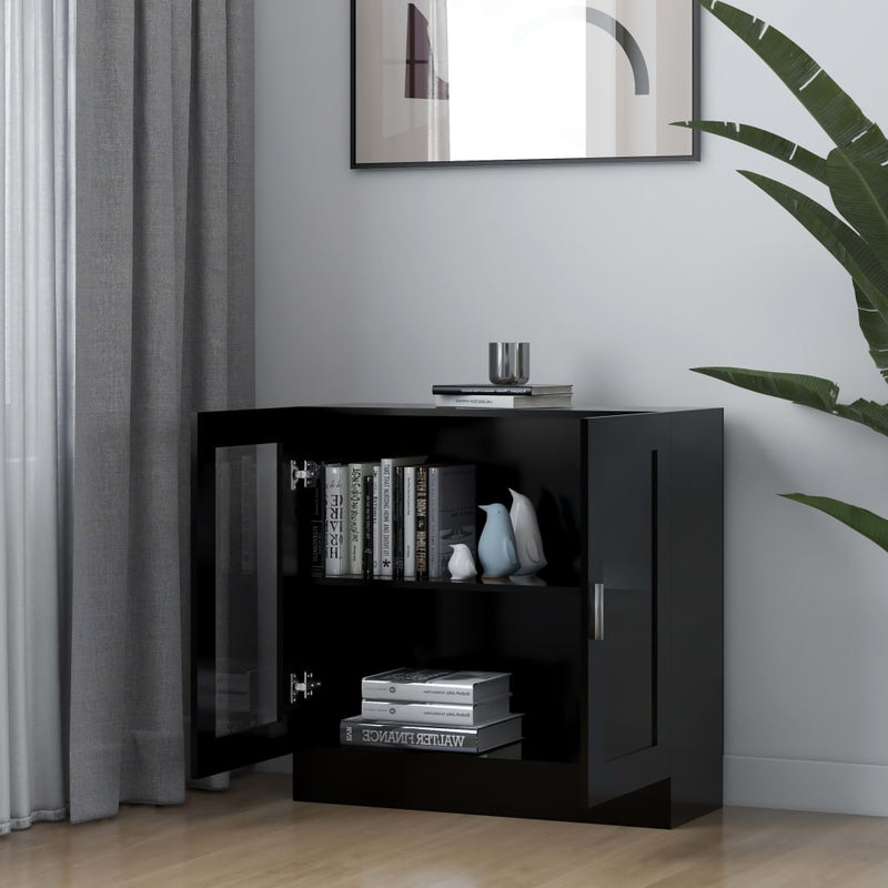 vidaXL fekete szerelt fa vitrinszekrény 82,5 x 30,5 x 80 cm