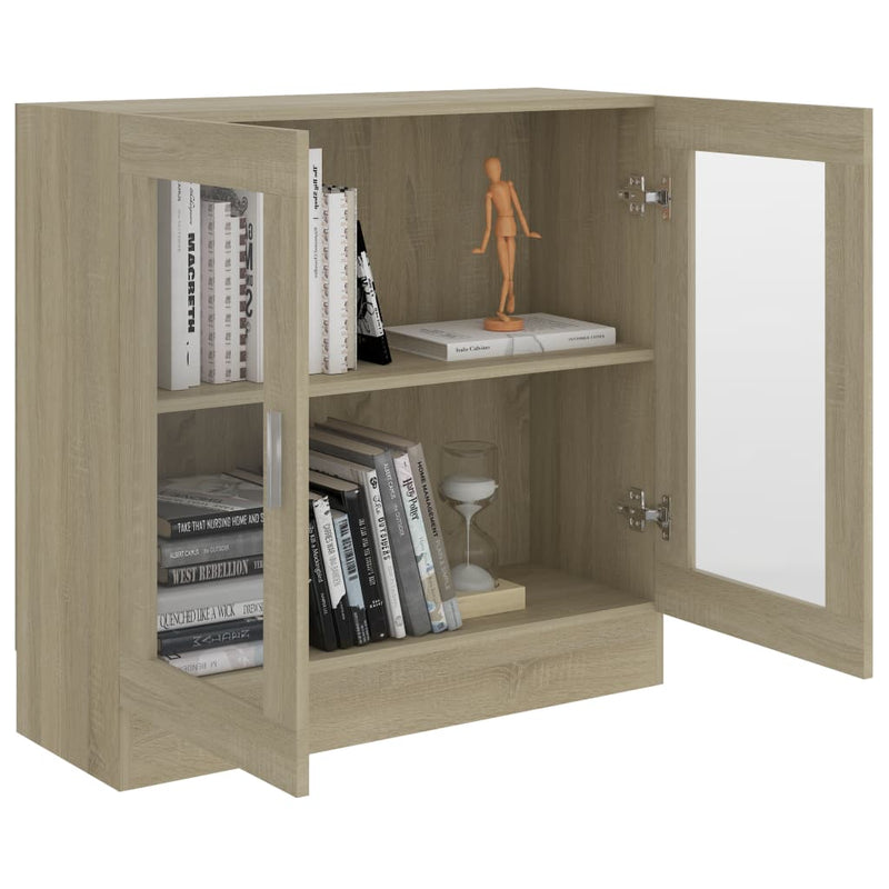 vidaXL sonoma tölgy színű szerelt fa vitrinszekrény 82,5x30,5x80 cm