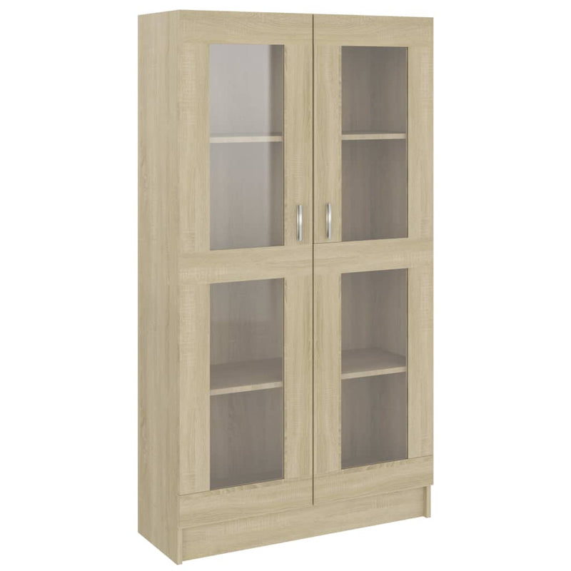 vidaXL sonoma tölgy színű szerelt fa vitrinszekrény 82,5x30,5x150 cm