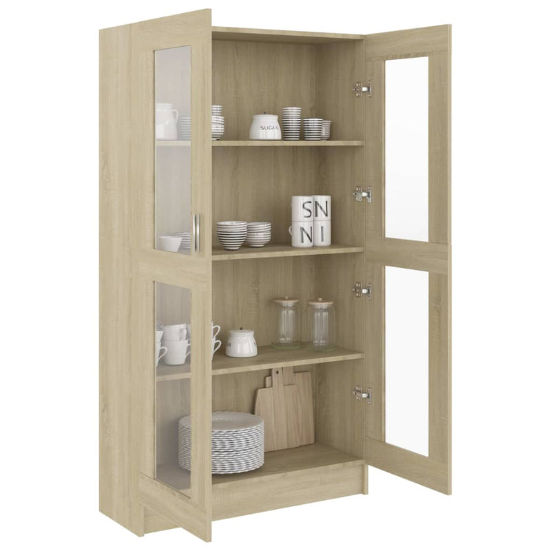 vidaXL sonoma tölgy színű szerelt fa vitrinszekrény 82,5x30,5x150 cm