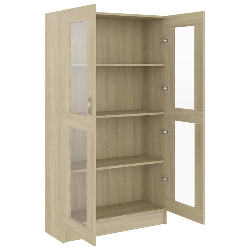 vidaXL sonoma tölgy színű szerelt fa vitrinszekrény 82,5x30,5x150 cm