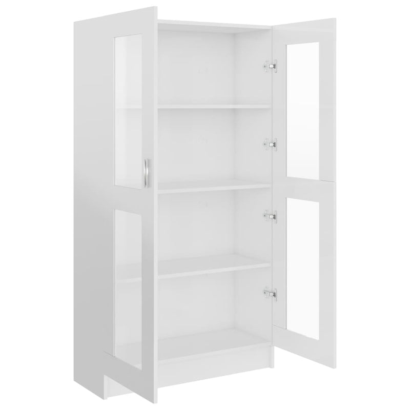 vidaXL magasfényű fehér szerelt fa vitrinszekrény 82,5 x 30,5 x 150 cm